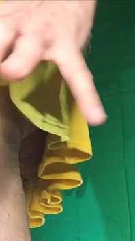 Tiny Yellow Plaid Thong Under Yellow Skirt