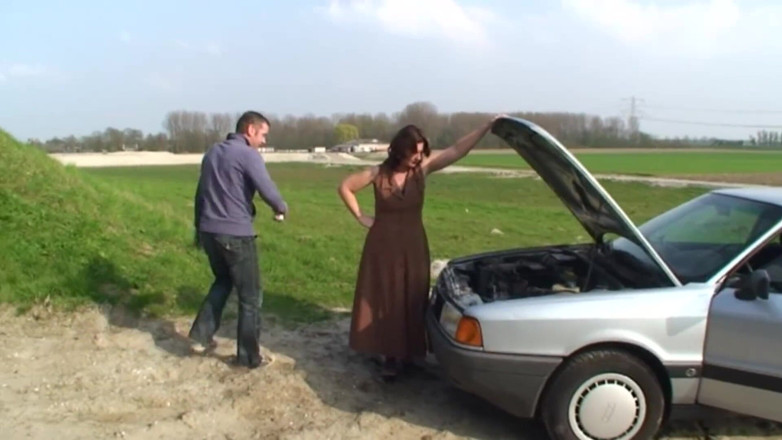 Mature Climax - 100% Mature Videos: Big mature brunette in sexy outfit fucking outside