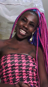 Ebony Teen Pearl Teasing with Dildo and Chocolate