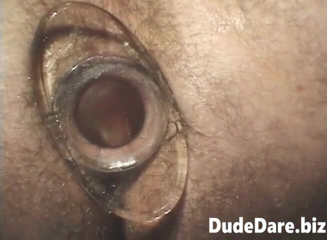 DudeDare: Bearded dude deethroathing a gigantic cock in bondage gay sex