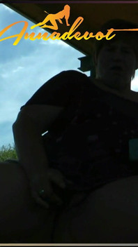 Dildo Fuck on Highway Parking Lot - Naked Under the Skirt I Get It to My Shaved BBW Pussy with a Dildo.