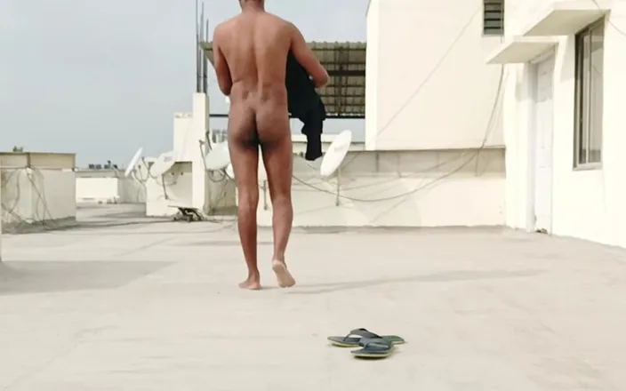 HornyHunk: Terrace Naked Masturbation and Cum