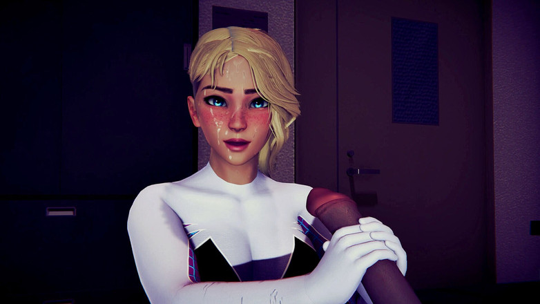 Waifu club 3D: Gwen runkar av din kuk tills du kommer