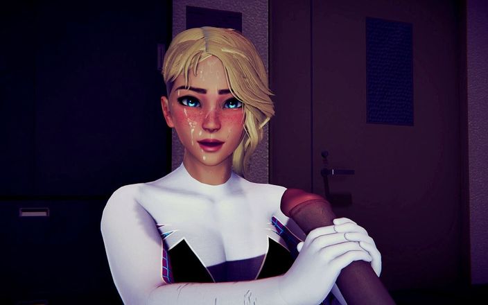Waifu club 3D: Gwen masturba seu pau até você gozar