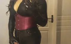 Handjob in Leather Jumpsuit