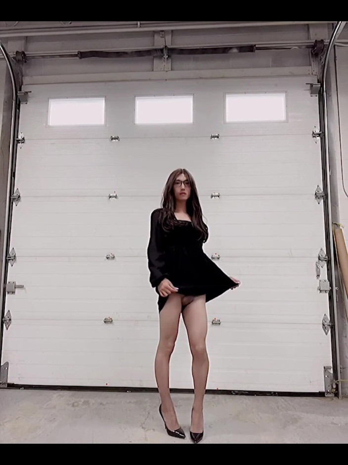 Eva Pans: Trying One the Black Dress in the Warehouse~~and Finally Cum...what...
