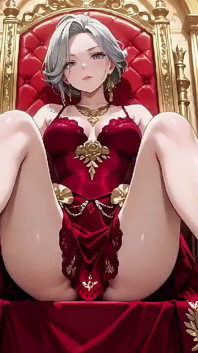 Silver Queen on the Golden Throne! Red Silk, Lazy Gaze, and a Teasing Glance That Melts You