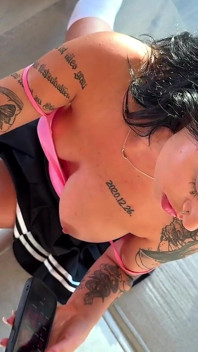 Wonderful Beauty Cute and Hot Tattooed Brunette Babe Makes a Big Cock Guy Cums with an Edging Ignored Handjob