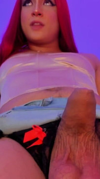 Colombian Transsexual Massages Her Soft Cock