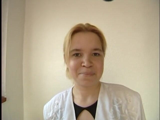 Lucky Cooch: Blonde lady giving an interview