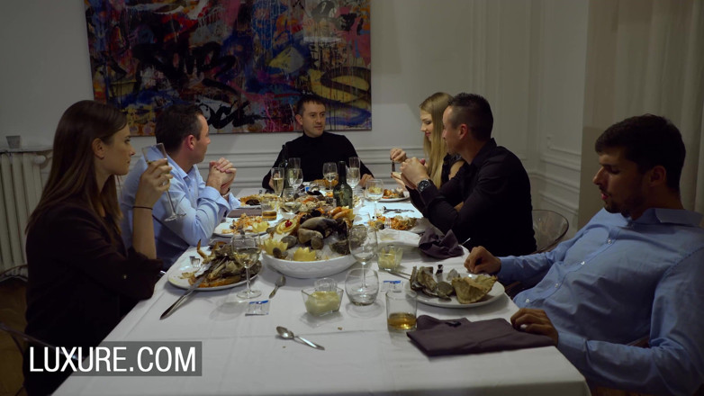 Luxure: Mina Sauvage secret licking and BJ during dinner