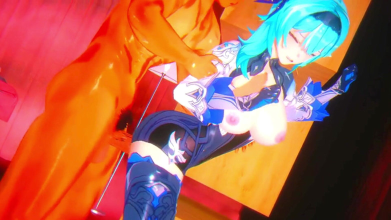 NSFWOtaku: Genshin Impact - Eula's intense neuksessie - hardcore creampies en nat spuiten - 3D...