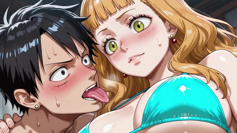Prznai: Luffy (op) X Mimosa (bikini) (bc)