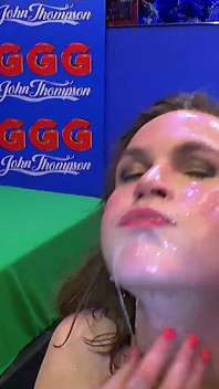 Brunette Ggg Slut Swallows Cocks and Cum in Wild Blowbang