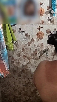 Indian Husband & Wife Bathing Together Naked in Bathroom