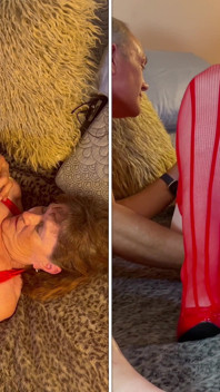 Vovó em vermelho: dildo fodendo puta