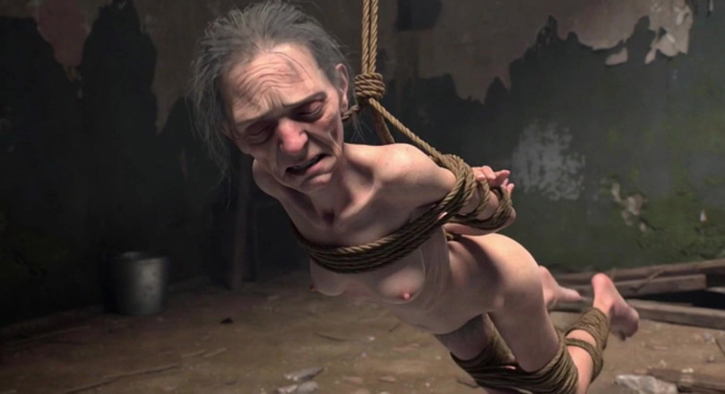Anime Hentai: Elderly Granny Tied up - Terrified yet Craving Dick in Her...