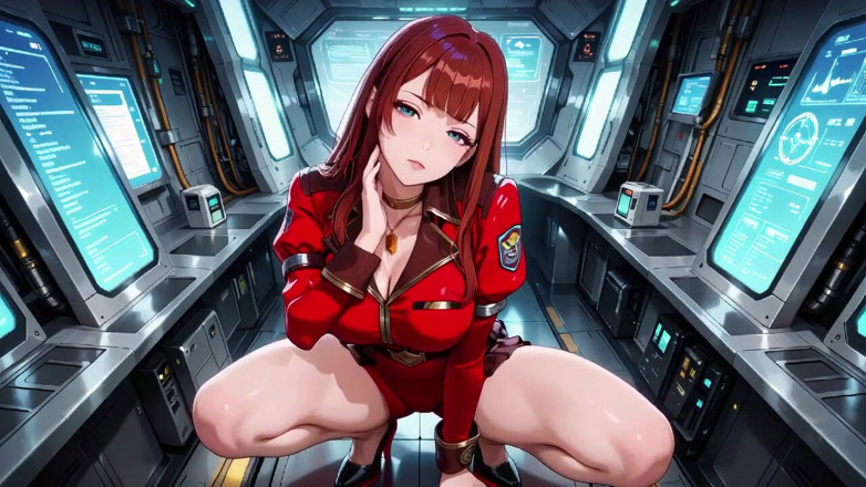 Tay Swift X: Red-haired Commander! Private Moments in the Sci-fi Ship Cockpit