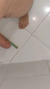 Cleaning the Dirty Cock of Cum Still Pumped.