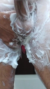 Standing Shaving in Bathroom and Cumshot