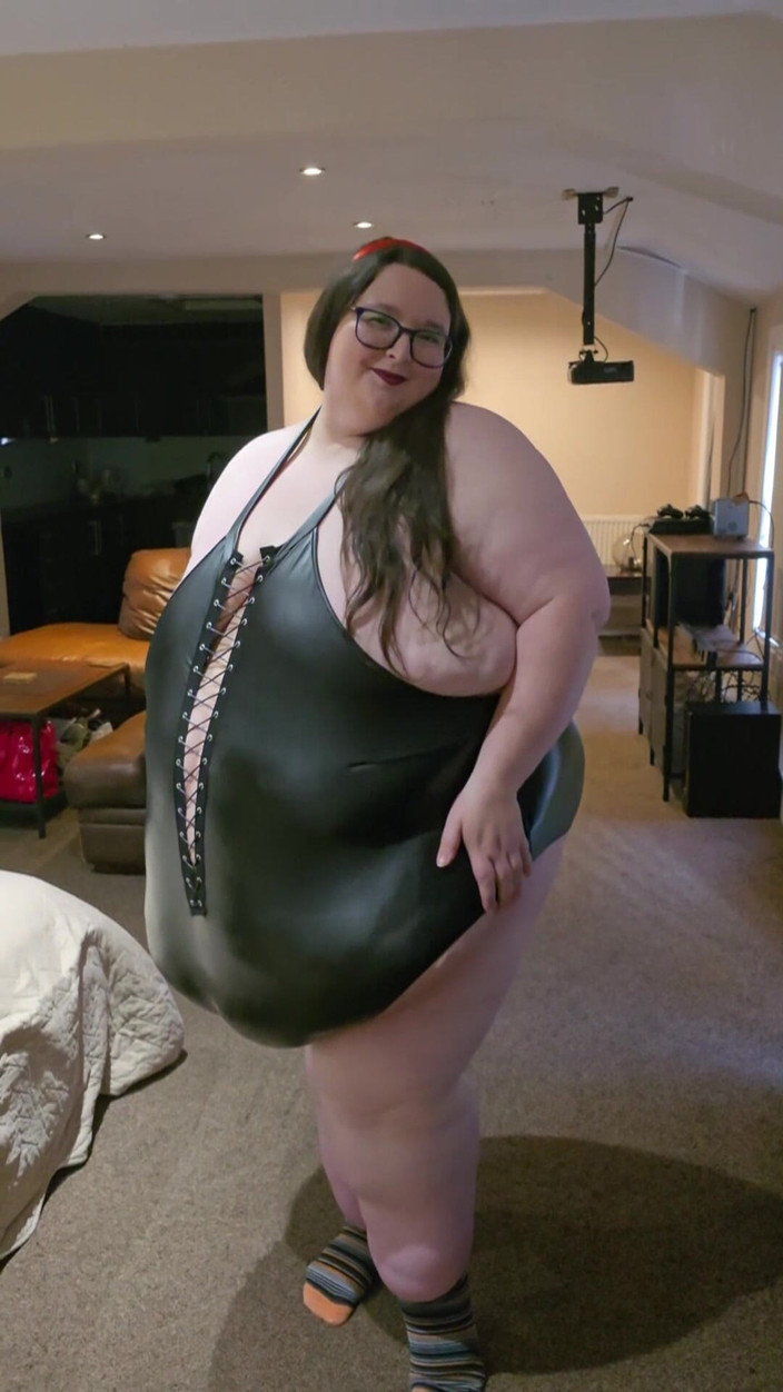 SSBBWLadyBrads: Sexy SSBBW Ass and Belly Walking in Leather Suit Part 2