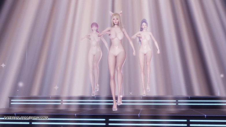 3D-Hentai Games: Momoland - Baam Ahri Kaisa Evelynn, сексуальный обнаженный танец Лиги легенд KDA