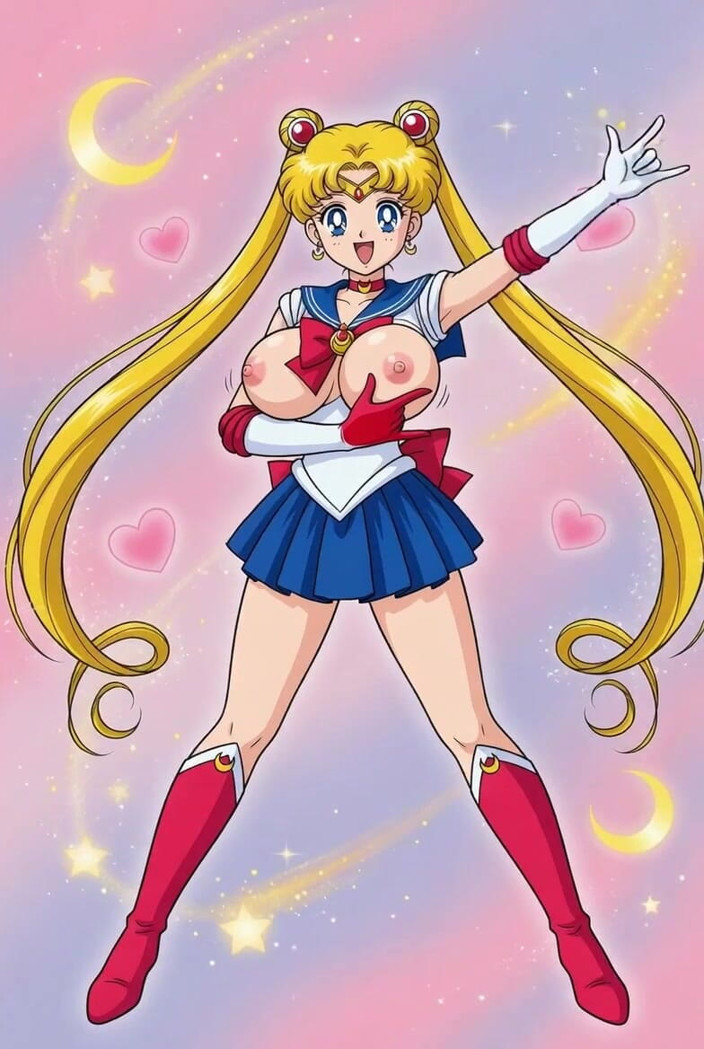 L6RD7BLU3 AI: Sailor Moon Shaking Her Tight Bald Ass Pussy