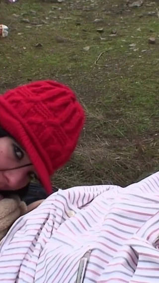 Watersports Media: Brunette fucking with old dude next to a railway