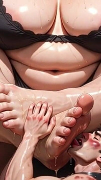 Fat BBW Foot Worship - Submissive Man Licks Sweaty Soles