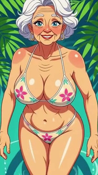 Flirty animierte oma im bikini