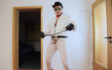 GERMANE_XL: Beyaz Lycra Cowboy 1 (boşalmalar)
