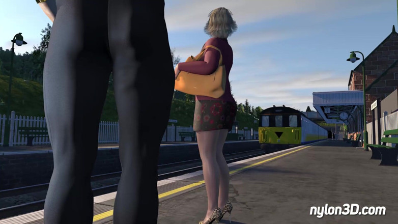 N3D animation: Zugfahrt mit geiler blondine