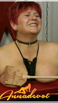 Fat Natural Tits Spanked on the Buck - That Always Makes Me Horny, I Love This Hurt
