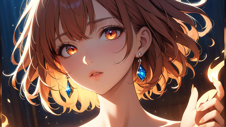 LustRender: Ember Kiss：一个美丽的年轻女人被小火焰点燃