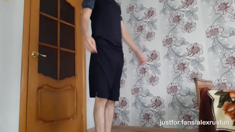 AlexRusFun: Teen athlete jerks off his big cock during training and...