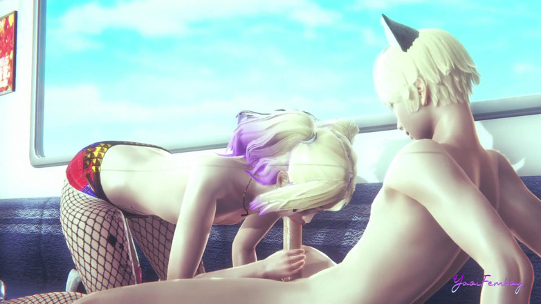 Yaoitube: Suicide Squad Yaoi - Amatir Keterampilan Femboy Harley Quinn Dengan Tangan...