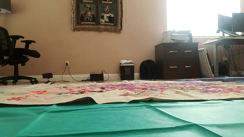 Kyla Keys: Bts naakt lichaam schilderen op het canvas