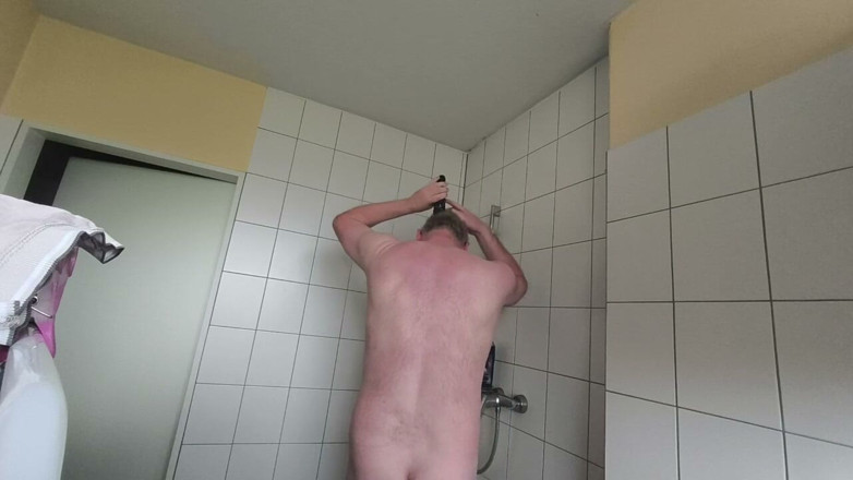 Carmen_Nylonjunge: Naked Nylon Boy and the Long Hair Trimmer