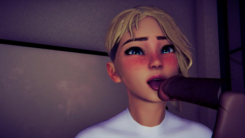Waifu club 3D: Gwen menjilat kepala zakar sehingga awak pancut