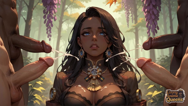 Ebony Anime Queens: Zwarte koningin's Forest Lick Autumn's heetste meid! Xxx, seks, allereerste...