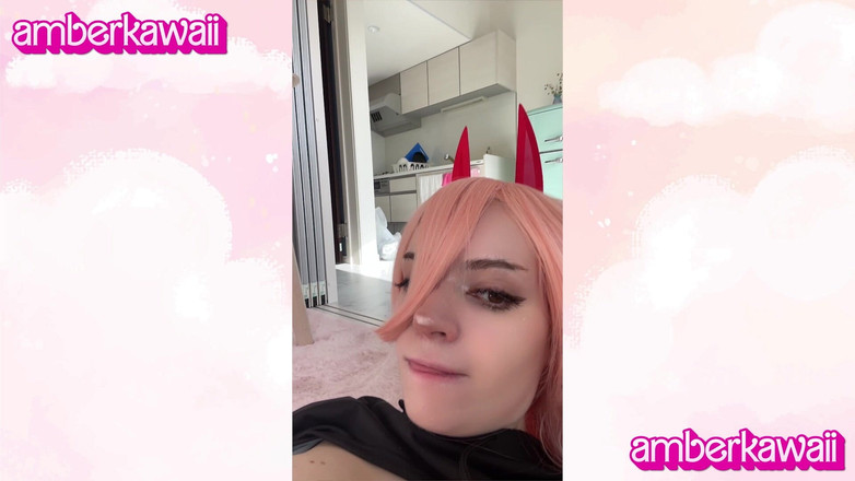 Amber Kawaii: Chainsawman power第一次玩弄她的阴户