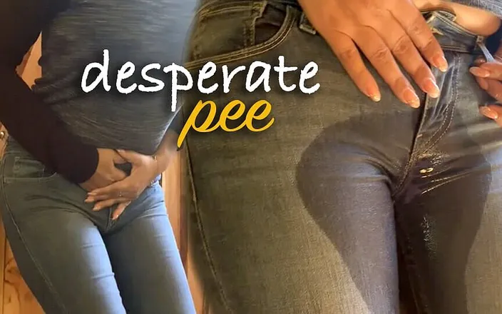 JazminGold: Jazmin Couldn't Hold It She Pisses in Her Pants! Desperate...