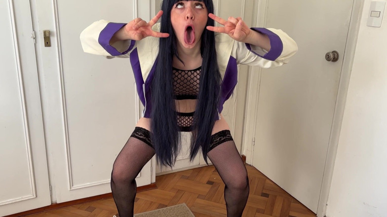 Spacenintenda: Хіната позує з ahegao &amp; мінет ділдо: фетиш стискання дупи