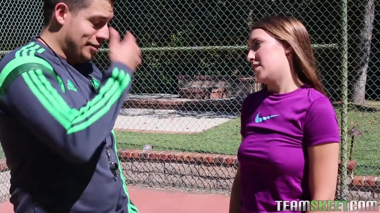 Team Skeet: Cute athletic babe lets her coach fuck her tight pussy