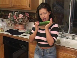 Radical Asian: Big boobed slut puts some weird things in her cunt