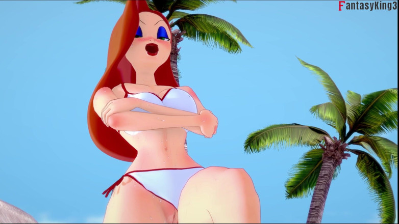 Fantasy king: Jessica Rabbit se fait baiser en bikini