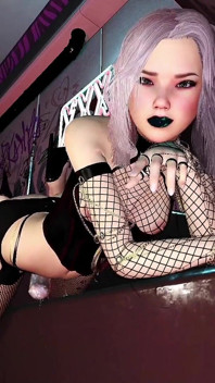 Cyberpunk babe cums như fountain futa / trans