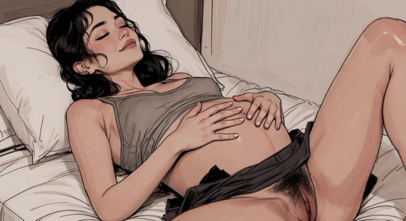 YOUR BEST FANTASY: 9 Months Pregnant Woman Masturbates Her Thick Hairy Wet Pussy