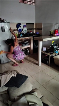 My Real Stepmom in the Mature Kitchen Masturbates I Penetrate Her Delicious