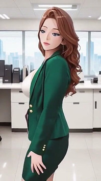 Traje verde y pelo rojo! la secretaria perezosa. Inclinarse, burlas, y esos ojos húmedos ... ¿Quién puede manejarla?